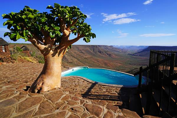 Grootberg Lodge poolside with overwhelming view, Namibia
