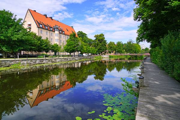 Amazing reflections in Fyris river, Uppsala, Sweden