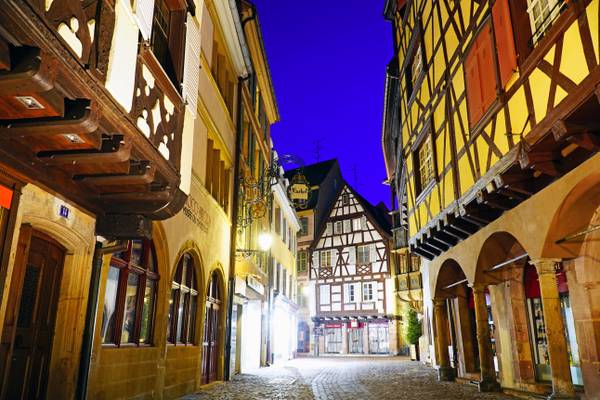 Colmar at the blue hour. Wonderful timber framing architecture