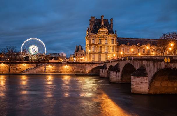 Louvre museum at blue hour
