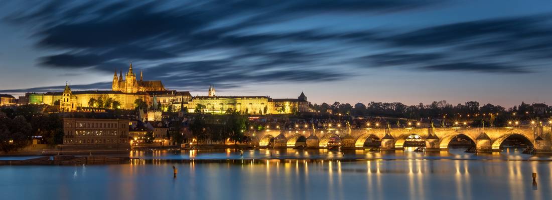 Prague Castle and Charles Bridge from distance