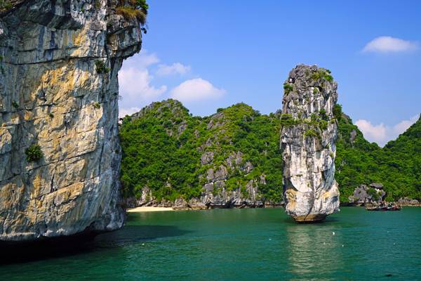 Scenic limestone rocks of Ha Long Bay, Vietnam