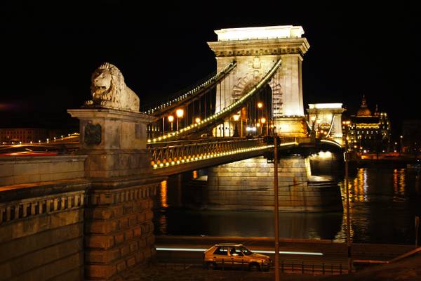 Budapest by night. Mystic Chain Bridge