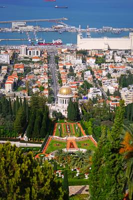 Bahá’í Gardens view from above, Haifa, Israel