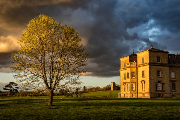 A spring sunset at Croome Court