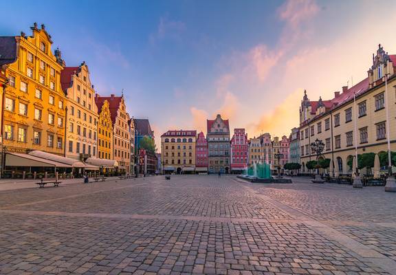 Sunrise in the old town square