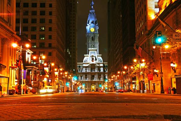 Philadelphia by night. The City Hall