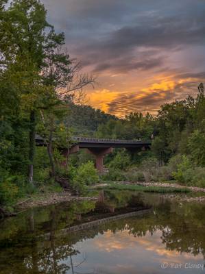 Ponca Bridge at Sunset over the scenic Buffalo River