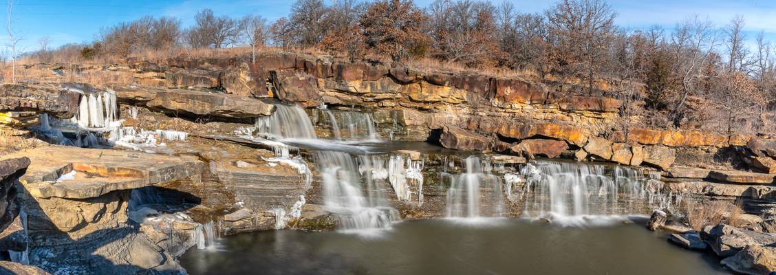 3 shot Pano of Bluestem Cascades at 18 deg.