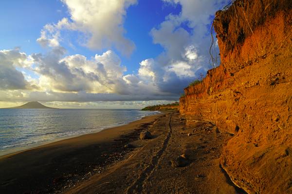 Sandy Point shoreline in sunset light, St Kitts