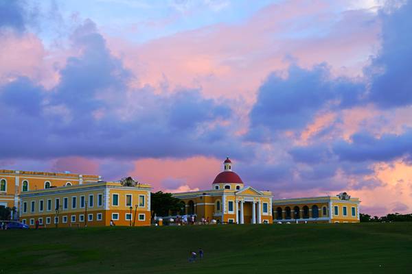 Wonderful sunset sky over Academy of Fine Arts, San Juan