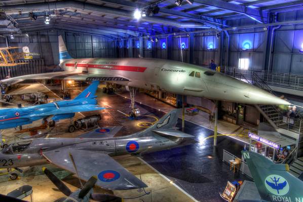 Hall 4 with Concorde in background, Fleet Air Arm Museum, Yeovilton