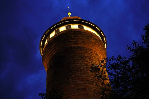 Nuremberg at the blue hour. Sinwellturm
