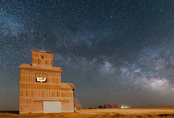 Milky Way and Wooden elevator in Burns Kansas