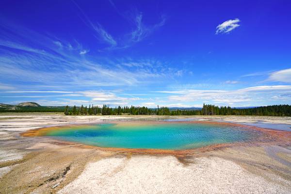 Picturesque colours of water in Turquoise Pool, Yellowstone NP, USA