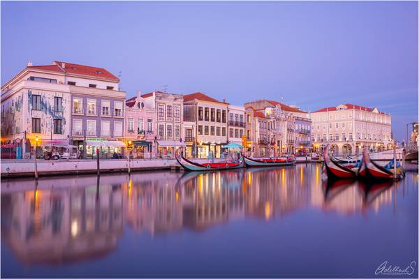 Pink evening in Aveiro, Portugal