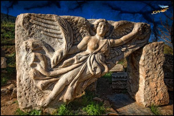 735 Stone carving of the goddess Nike (daughter of Styx) Ephesus, Turkey