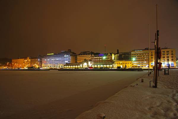Helsinki by night. Seafront