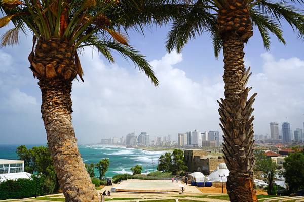 Tel Aviv coastal strip from Abrasha Park of Jaffa, Israel