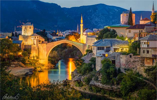 Mostar bridge other side, Bosnia and Herzegovina