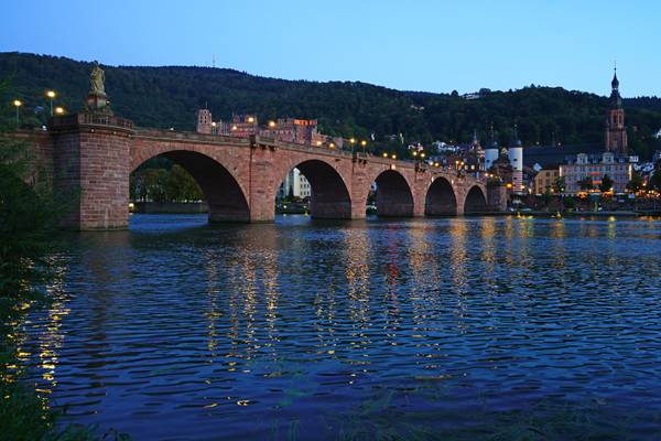 Heidelberg at the blue hour. The Old Bridge