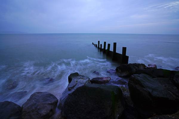 English Channel at the blue hour , Milford on Sea, Hampshire