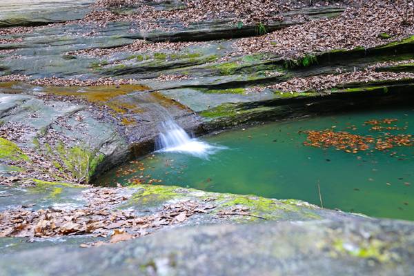 Cute little falls & green pool, LaSalle Canyon, Starved Rock Park