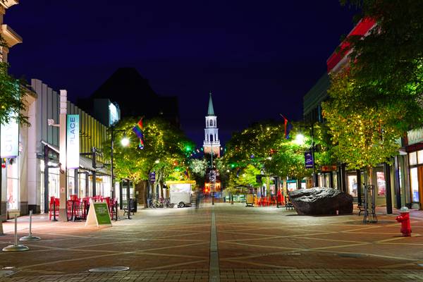 Burlington by night, Vermont, USA