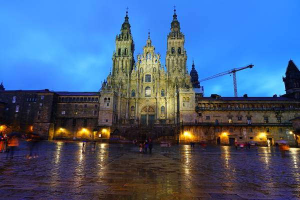 Cathedral of Santiago de Compostela at the blue hour, Spain